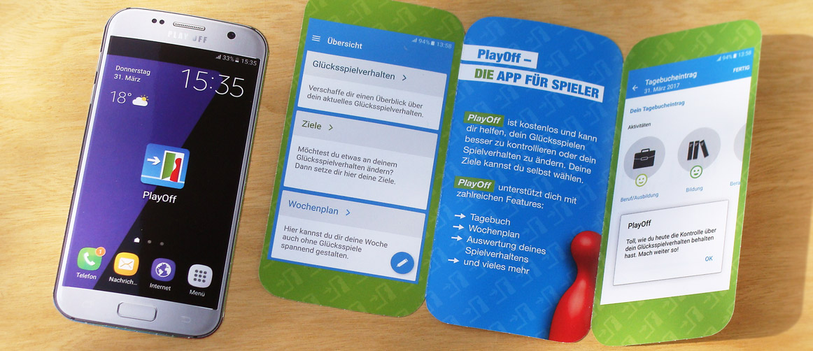 PlayOff: App-Icon und Folder für Landestelle Glücksspielsucht Bayern