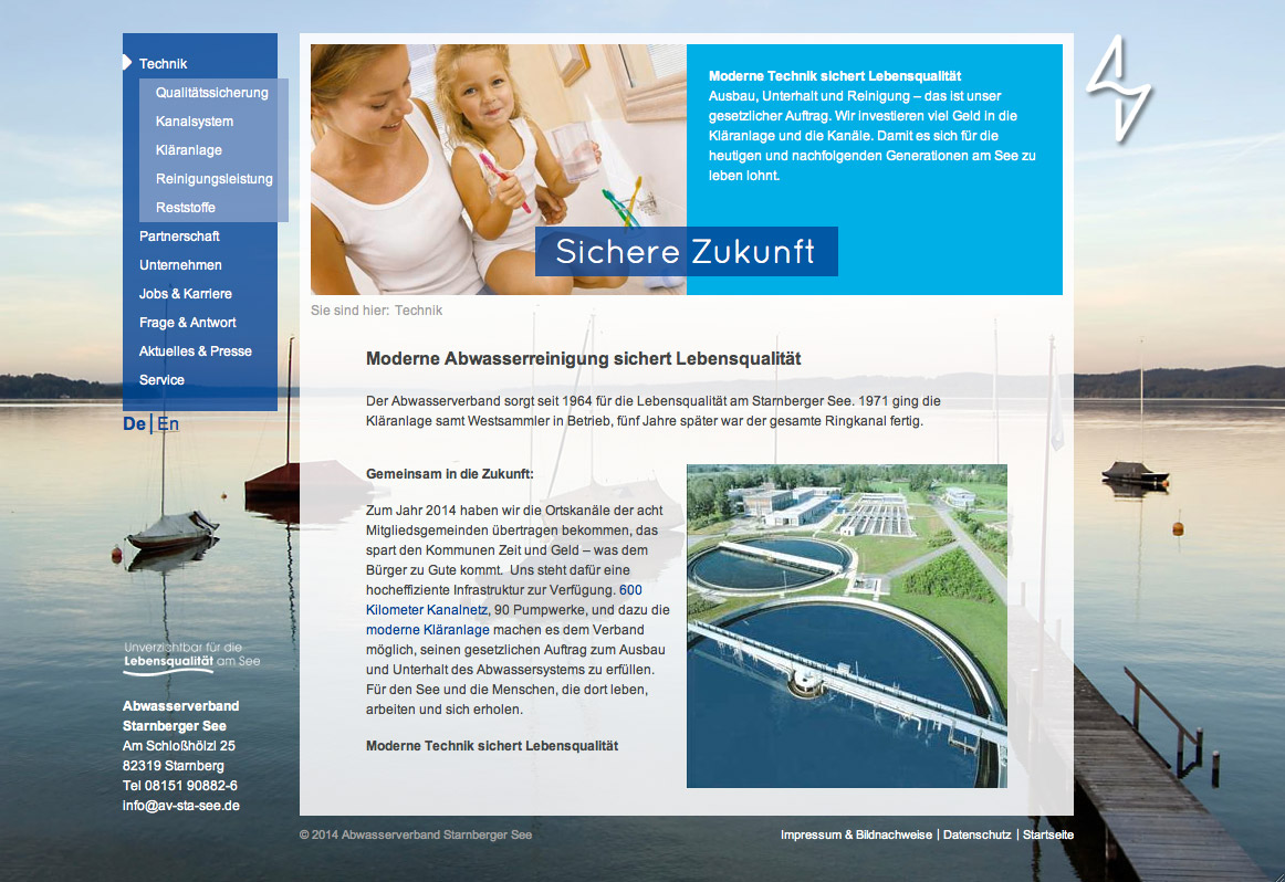 AV-Starnberger See, Unterseite Website